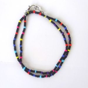 Black & Rainbow Beaded Necklace 3/$15
